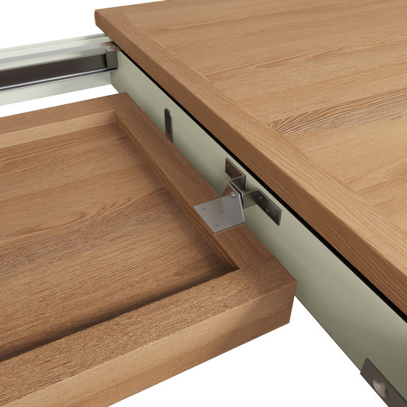 EMMETT (GA-16BET-W) BUTTERFLY EXTENDING TABLE - 780(H) x 1600/2000(W) x 850(D) - IVORY WHITE / LIGHT OAK (2 TONE)