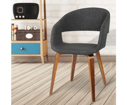 ABBIE SET OF 2 FABRIC UPHOLSTERED CHAIR  - CHARCOAL