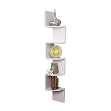 CHERRIO 5-TIER CORNER WALL SHELF DISPLAY STORAGE SHELVES - WHITE