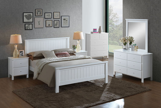 Empress King 5 Piece Hardwood / MDF Dresser Bedroom Suite (2-18-15-4-9-5) - White