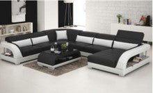 DANLILY (G8016) CORNER  LOUNGE WITH CHAISE + COFFEE TABLE - CHOICE OF LEATHER AND ASSORTED COLOURS AVAILABLE