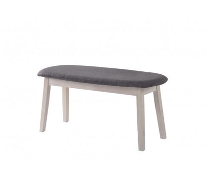 WALLACE DINING BENCH WITH FABRIC UPHOLSTERED SEAT - WHITE WASHED/ STONE GREY