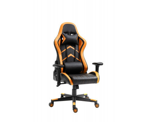 JEMAINE PU LEATHER OFFICE COMPUTER GAMING CHAIR - BLACK & ORANGE