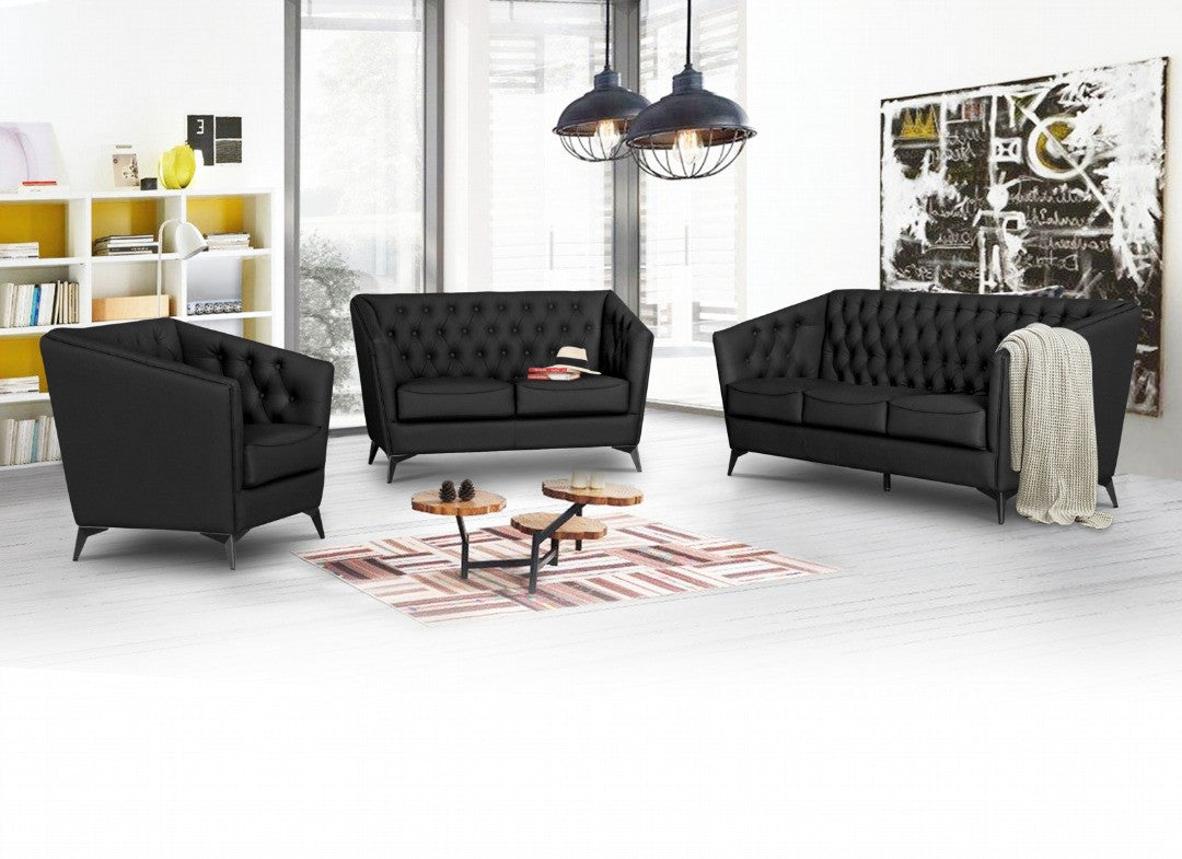 TRIBECA 3 SEATER LEATHERETTE SOFA  - BLACK