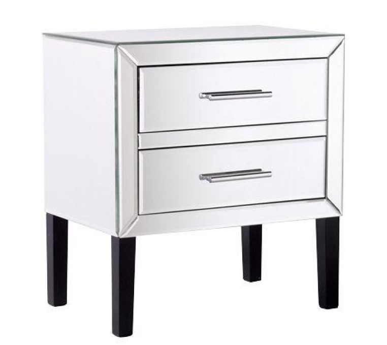 Dreamo Two Drawer Mirrored Bedside - 550(H) X 550(W) - (MODEL:181010) -