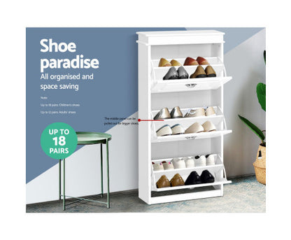 REGULUS SHOE CABINET STORAGE RACKS WITH 3 COMPARTMENTS  - WHITE