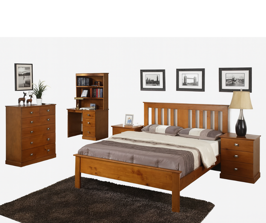 King Destin (AUSSIE MADE) 5 Piece (DRESSER) Bedroom Suite - Assorted Colours