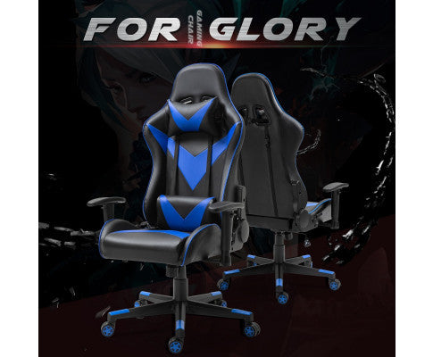 AGNELLE RECLINING OFFICE COMPUTER GAMING CHAIR - BLACK & BLUE