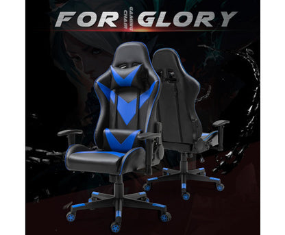 AGNELLE RECLINING OFFICE COMPUTER GAMING CHAIR - BLACK & BLUE