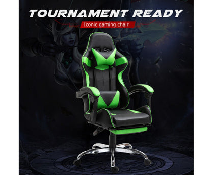 EUGENE RECLINING OFFICE COMPUTER  GAMING CHAIR  WITH FOOTREST -  GREEN