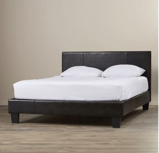 Double Polaris Leatherette Bed Frame - Black