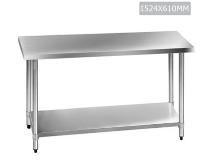 SMITH 430 STAINLESS STEEL KITCHEN/ WORK BENCH TABLE 1524(L) - STAINLESS