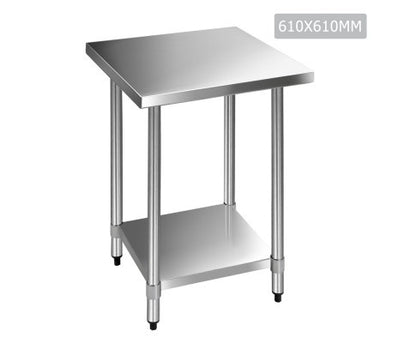 SMITH 430 STAINLESS STEEL SQUARE  KITCHEN/ WORK BENCH TABLE - 610(L) X 610(W)  - STAINLESS