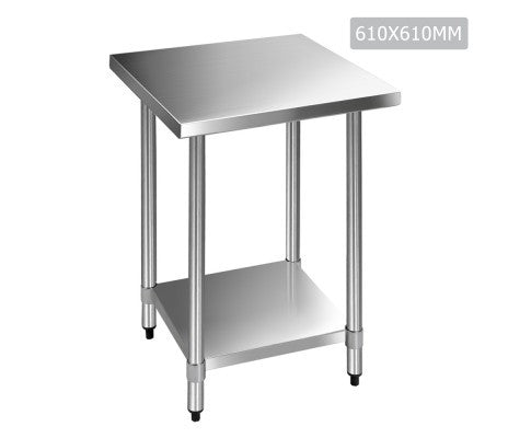 SMITH 430 STAINLESS STEEL SQUARE  KITCHEN/ WORK BENCH TABLE - 610(L) X 610(W)  - STAINLESS
