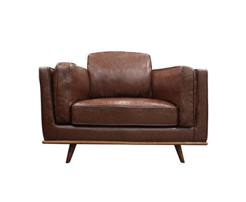 York Single Seater Leatherette Chair - Brown