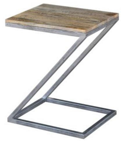 BYRON Z SHAPE SIDE TABLE - DISTRESSED  NATURAL