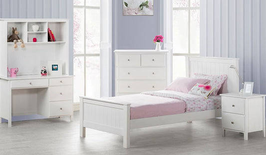 Empress Single Or King Single 4 Piece Student Bedroom Suite With Study Desk & Hutch (2-18-15-4-9-5) - White