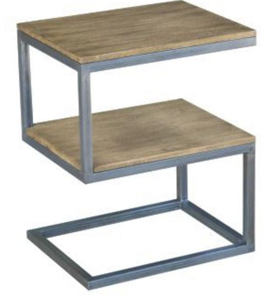 BYRON (WOBN-012) "S'' SHAPE SIDE TABLE - DISTRESSED NATURAL