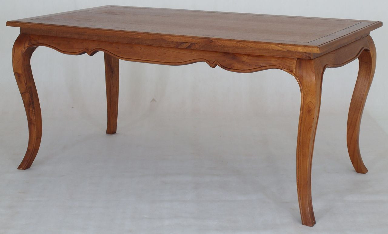 FRENCH PROVINCIAL 7 PIECE DINING SETTING WITH CUSHIONED CHAIRS  - 1600(L) X 850(W)  - LIGHT PECAN