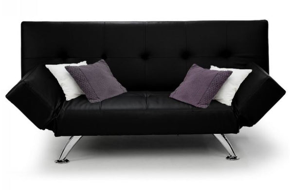 JENKINS 3 SEATER LEATHERETTE CLICK CLACK SOFA BED - BLACK
