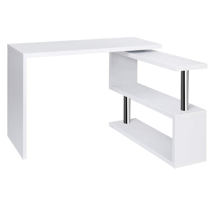 MAYA OFFICE COMPUTER  CORNER DESK DESK TABLE WITH BOOKSHELF  (DESK-SWIVEL-352WH-AB) - WHITE