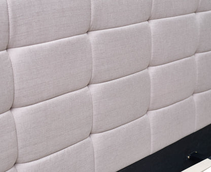 KING DELUXE FABRIC LINEN  TUFTED BED -  BEIGE