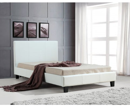 BELLA   KING SINGLE LEATHERETTE BED FRAME  -  WHITE