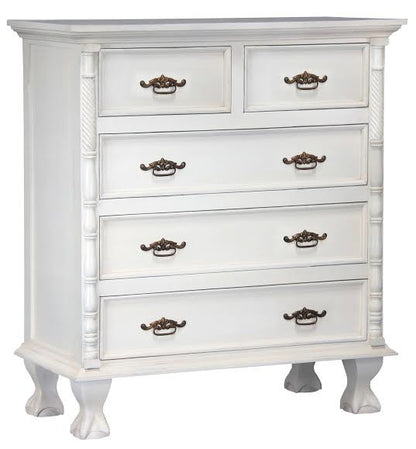 JEPARA 5 DRAWER TALLBOY ( TB 005 CV PL) 1200(H) x 1100(W) - WHITE