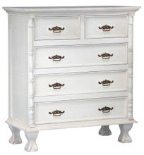 JEPARA 5 DRAWER TALLBOY ( TB 005 CV PL) 1200(H) x 1100(W) - WHITE