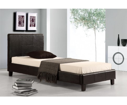 SINGLE  MARSHELLOW  LEATHERETTE BED FRAME  - BLACK