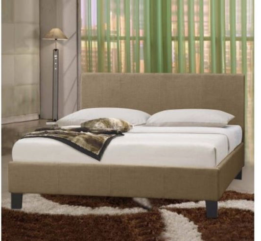 QUEEN   POLARIS LEATHERETTE  BED FRAME - BEIGE