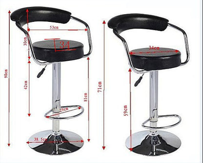 CONTEMPORARY  HALF MOON LEATHERETTE  BAR STOOLS - (BARS-22BK-ONE)   - SEAT: 860-1090(H) - BLACK