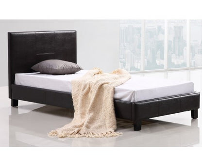 SINGLE  MARSHELLOW  LEATHERETTE BED FRAME  - BROWN