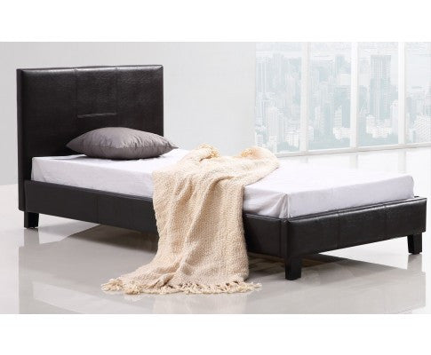 SINGLE  MARSHELLOW  LEATHERETTE BED FRAME  - BROWN