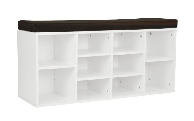 SHOE RACK WITH CUSHION  - 480(H) x 1040(W) -   WHITE +BROWN