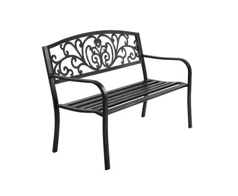 Bentile Outdoor 3 Seater Metal Bench With Armrest -850(H) X 1270(W)-black