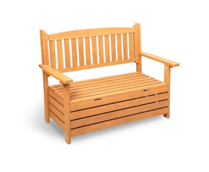 ZAIN 2  SEATER WOODEN OUTDOOR  STORAGE BENCH (1145W) - NATURAL