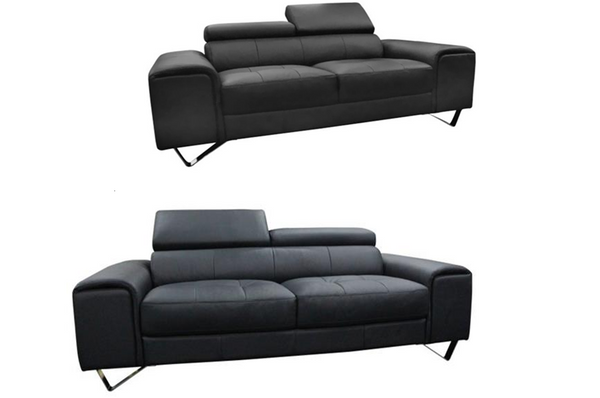 BELLAGIO  3 SEATER  + 2 SEATER LEATHER  LOUNGE SUITE    - BLACK