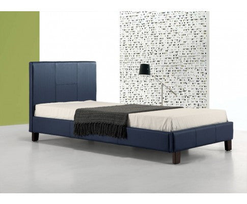 Single Marshellow Leatherette Bed Frame - Blue