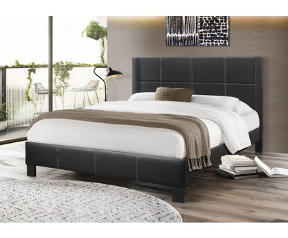 QUEEN  BALTIMORE LEATHERETTE UPHOLSTERED BED FRAME - LIGHT GREY