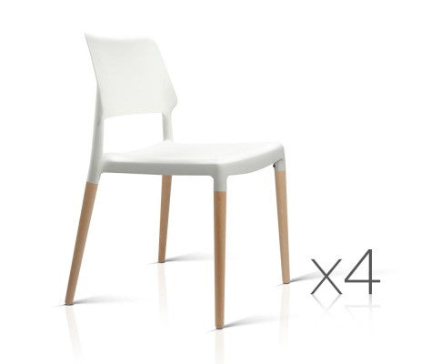 Wales Set Of 4 Belloch Replica Dining Chair - White / Beech