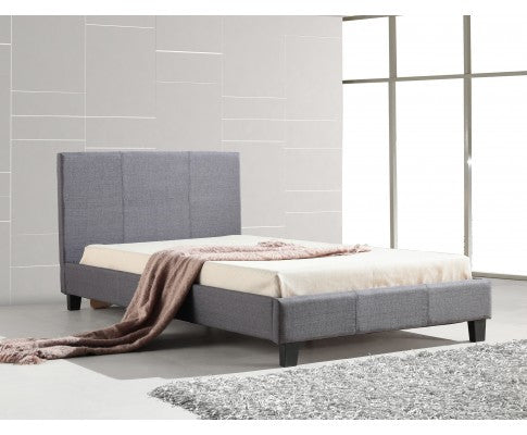 KING SINGLE  MATINO LINEN FABRIC BED FRAME - GREY