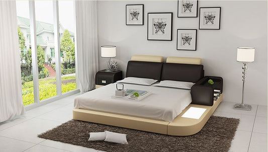 QUEEN IDAHO MODERN LEATHER BED ( LB8804) - ASSORTED COLOURS AVAILABLE IN DIFFERENT  LEATHERS (COLOUR BOARD ATTACHED IN IMAGE SECTION)