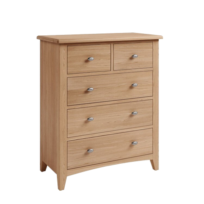 DOUBLE OR QUEEN ELEGANCE 4 PIECE TALLBOY OAK BEDROOM SUITE - (7-1-15) - LIGHT OAK