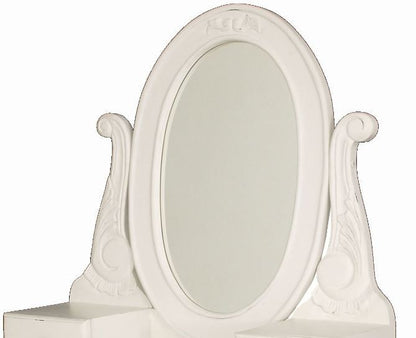 QUEEN ANNA 3 DRAWER SMALL DRESSING TABLE WITH MIRROR & STOOL -  1370(H) x 700(W)  -WHITE