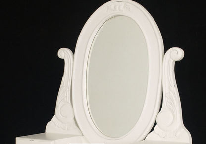 QUEEN ANNA 3 DRAWER SMALL DRESSING TABLE WITH MIRROR -  1370(H) X 700(W)- WHITE