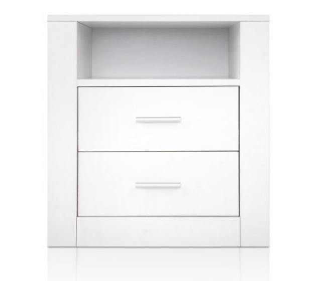 Glassgogh 2 Drawer Anti-scratch Bedside Table - White