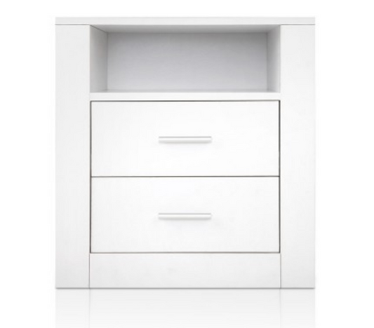 Glassgogh 2 Drawer Anti-scratch Bedside Table - White