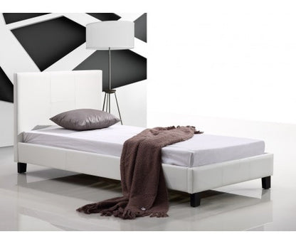 SINGLE WILHELMINA LEATHERETTE BED FRAME - WHITE