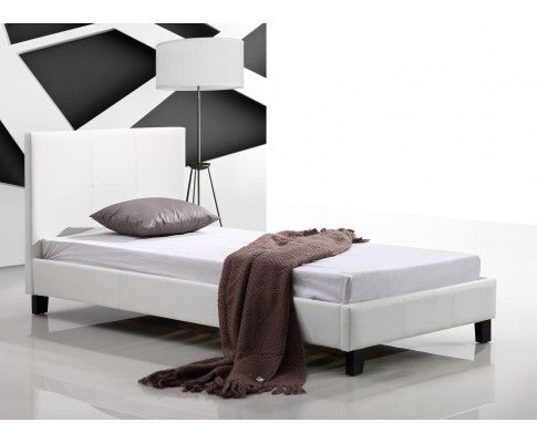 SINGLE WILHELMINA LEATHERETTE BED FRAME - WHITE